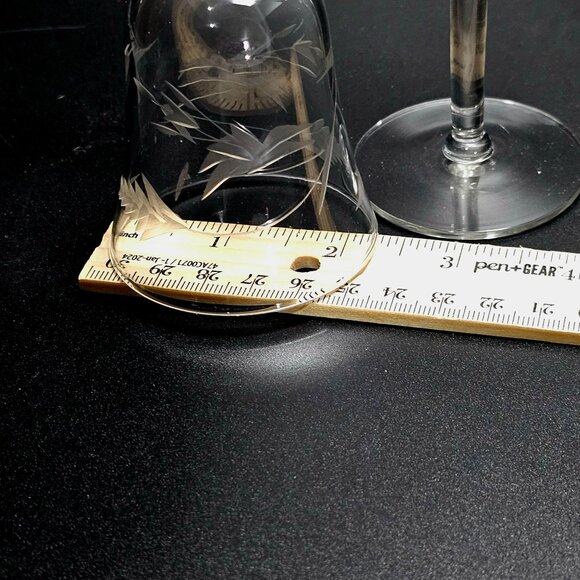 2 Weston Art Deco Liquor Cocktail Glasses 5.5" etched flowers 40s elegant glass - Picture 6 of 6